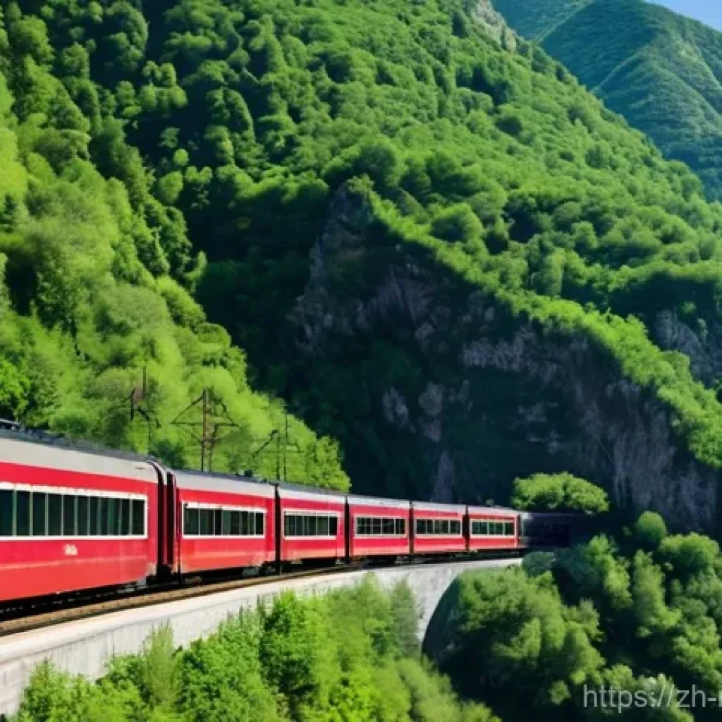 몬테네그로 유럽 내 이동 방법 - **Prompt for Train Journey (Belgrade-Bar Railway):**
"A cinematic, wide-angle shot of a classic,...