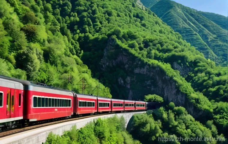몬테네그로 유럽 내 이동 방법 - **Prompt for Train Journey (Belgrade-Bar Railway):**
    "A cinematic, wide-angle shot of a classic,...