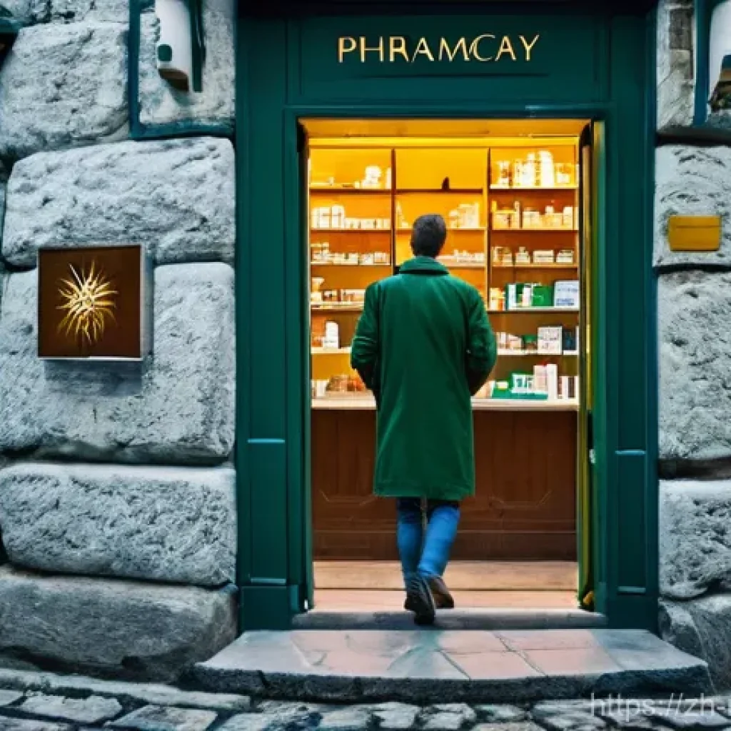 몬테네그로 약국 이용법 - **Prompt:** An inviting and clearly identifiable pharmacy in a charming Montenegrin coastal town. Th...
