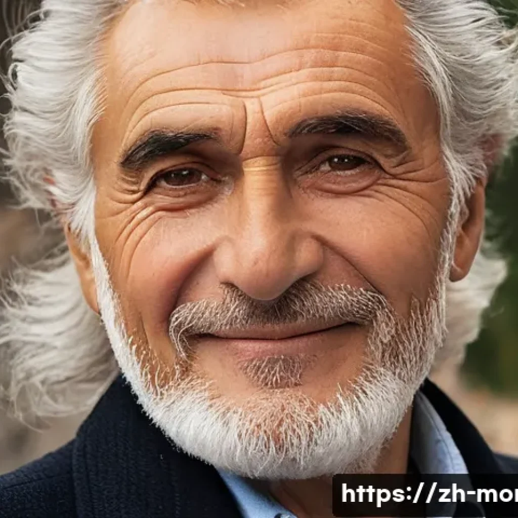 몬테네그로 출신 유명 배우 - A close-up portrait of Milutin "Mima" Karadžić, an experienced Montenegrin actor in his late 60s, wi...