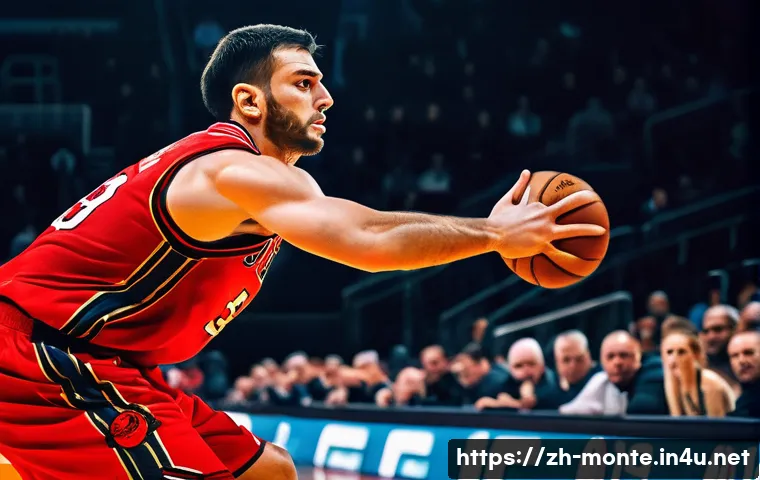 몬테네그로의 유명인사 - **Dynamic Portrait of Nikola Vučević on the Court:**
    A powerful and determined Nikola Vučević, t...