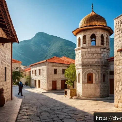 몬테네그로와 이슬람 문화 - A picturesque Balkan old town street scene in Montenegro, showcasing a harmonious blend of tradition...